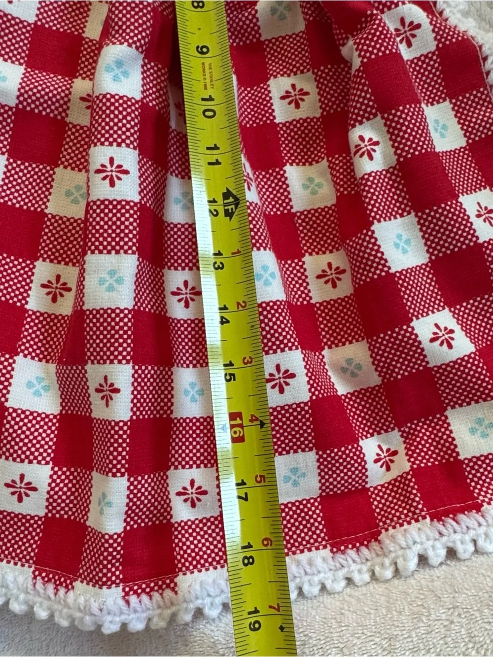 Pioneer Woman Crochet Hanging Kitchen Towels Pair Red Check